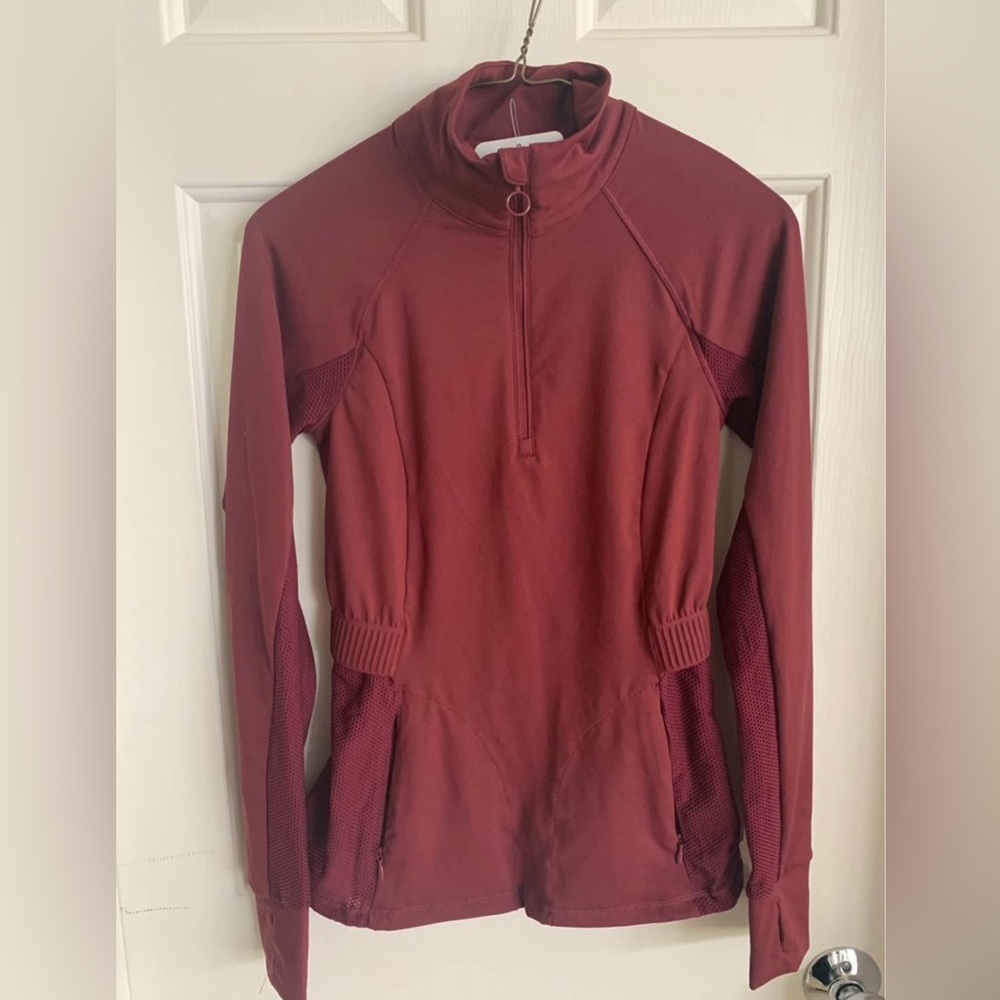 XXS Fabletics long sleeve 1/4 zip Performance top in black cherry.  NWT.
